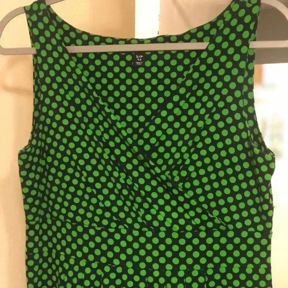 Lands End blue/green polka dot stretchy casual dress.  Size S - Picture 1 of 6